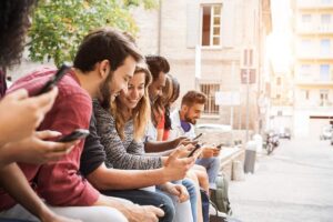 Photo of young people with a smartphone